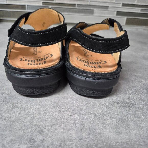 41 Finn Comfort Calvia Black Leather Sandals - Picture 8 of 10